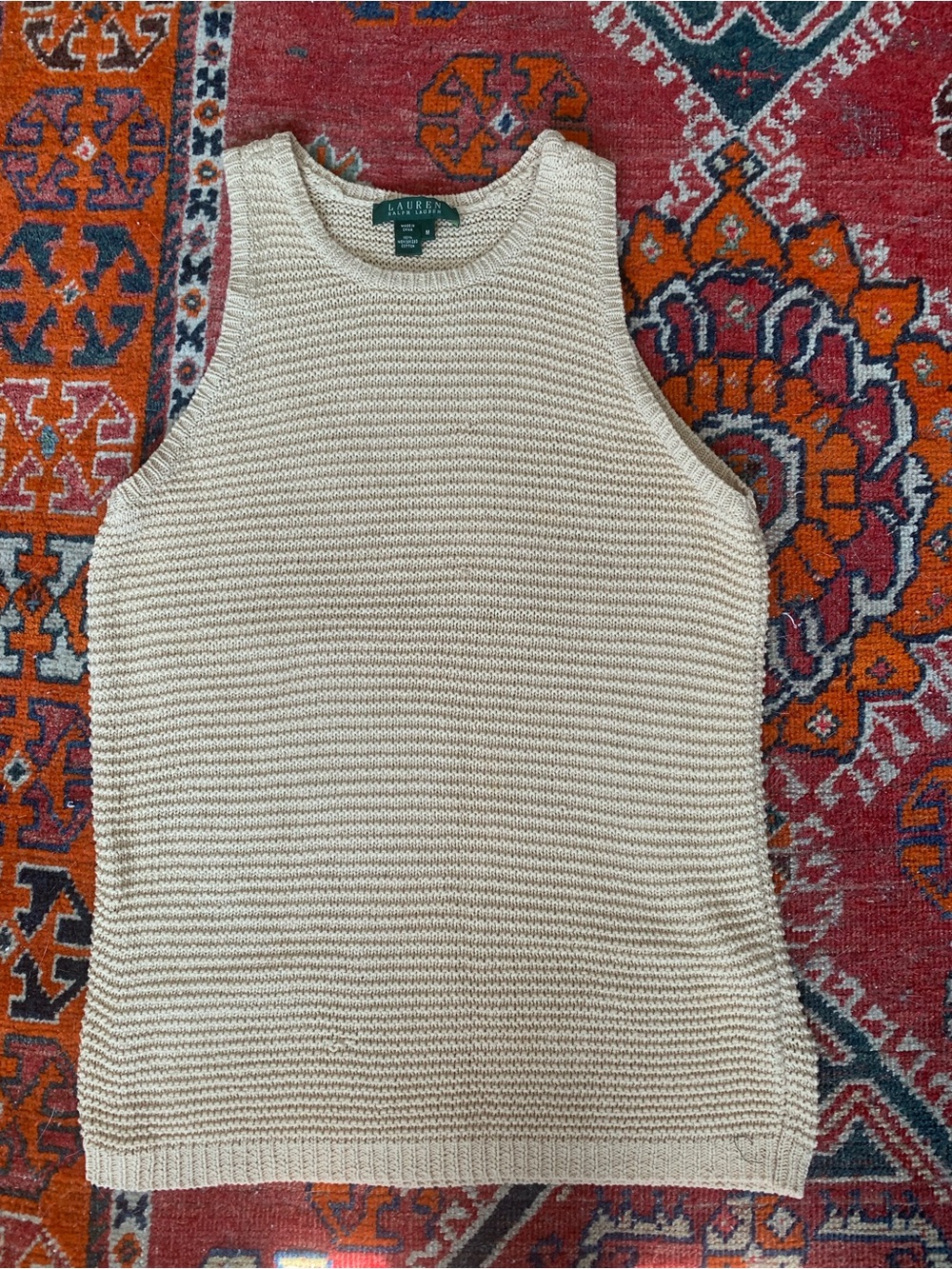 Ralph Lauren Cream Knit Sleeveless Vest